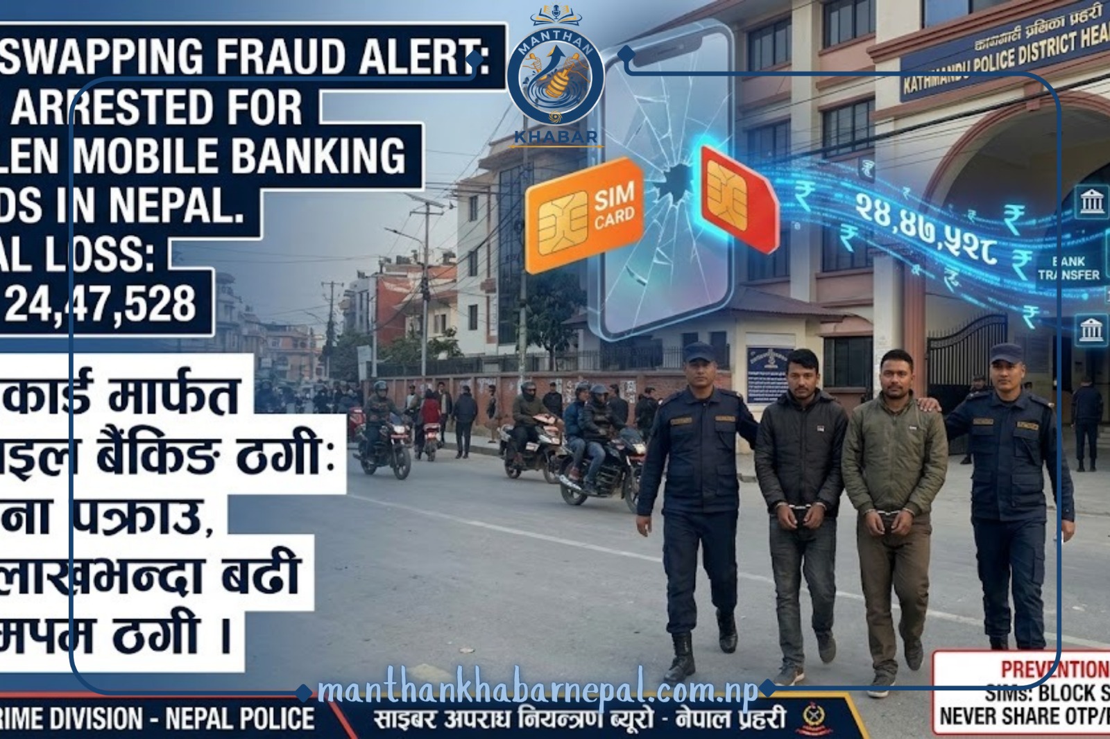 हराएको सिमकार्ड प्रयोग गरी २४ लाखभन्दा बढी ठगी, दुई पक्राउ